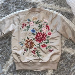 f21 floral bomber jacket